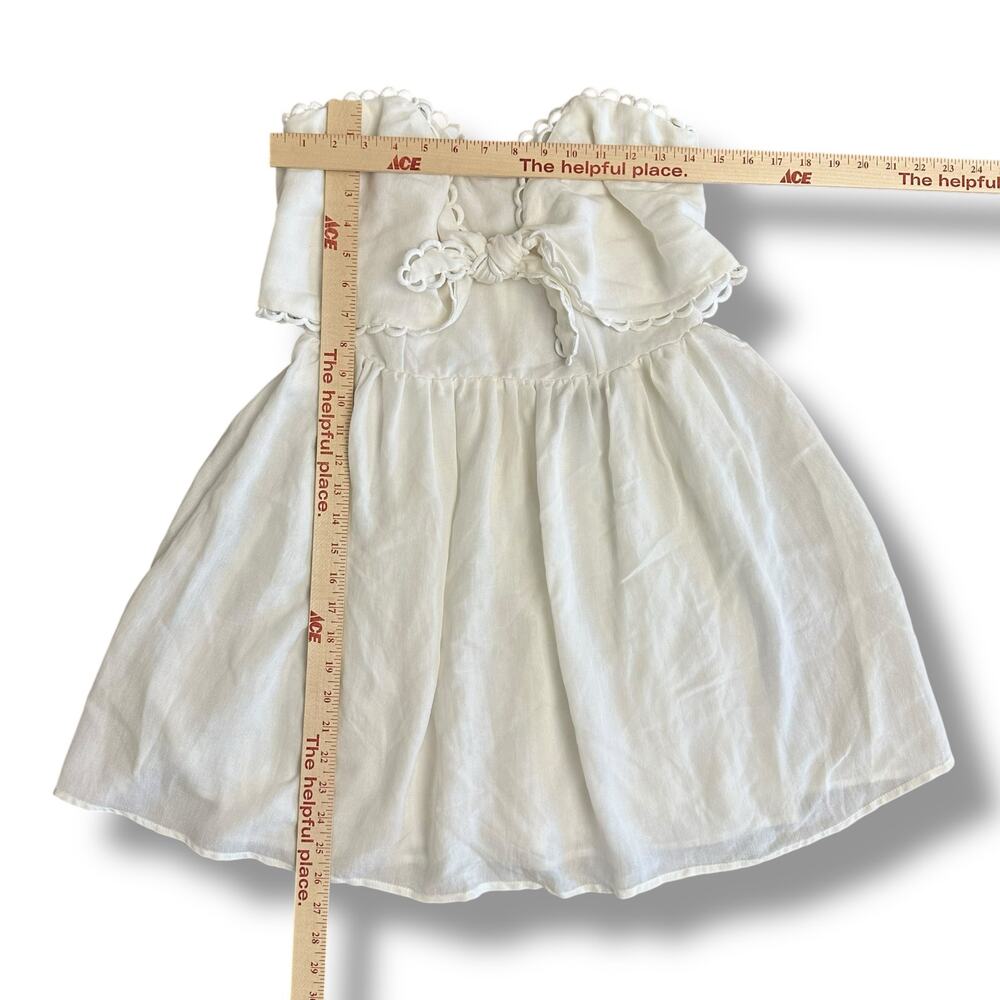 DO+BE White Strapless Sweetheart Mini‎ Dress Medium NWT Tie Front Scallop Trim - Picture 3 of 11